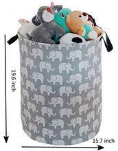 Load image into Gallery viewer, KUNRO Large Sized Storage Basket Waterproof Coating Organizer Bin Laundry Hamper for Nursery Clothes Toys (Elephant)