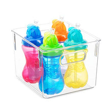 Load image into Gallery viewer, Set Of 6 Clear Pantry Organizer Bins Household Plastic Food Storage Basket with Cutout Handles for Kitchen, Countertops, Cabinets, Refrigerator, Freezer, Bedrooms, Bathrooms