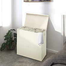 Load image into Gallery viewer, Greenstell Laundry Hamper with Lid and Handles, Foldable Divided Laundry Basket with Mesh Pockets, Easy Movement Clothes Laundry Basket for Bedrooms, Laundry Room and Balconies Beige