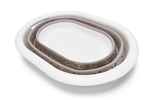 Load image into Gallery viewer, Camco White/Taupe Collapsible Utility/Laundry Basket – Perfect for Homes, Boats, and RVs – Easy Grip Carrying Handles - Foldable for Compact Storage,small - 51951