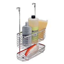 Load image into Gallery viewer, iDesign Axis Over the Cabinet 2-Tier Kitchen Storage Basket Organizer for Aluminum Foil, Sandwich Bags, Cleaning Supplies, Garbage Bags, Bath Supplies, Chrome