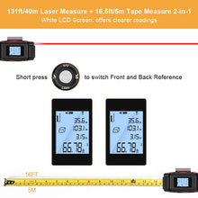 Load image into Gallery viewer, TOOLTOO Laser Tape Measure 2 in 1 - Digital Tape Measure with Multi-Measurement Modes - 16.5ft Tape Measure & 131ft Laser Measure with LCD Digital Display - Laser Distance Measure Rechargeable