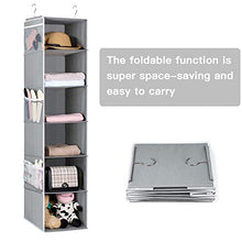 Load image into Gallery viewer, Univivi Shelves Hanging Organizer 6 - Layer Collapsible Hanging Closet Organizer with 6 Side Pockets Closet Hanging Shelves (Gray)