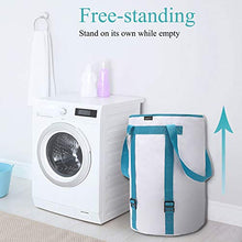 Load image into Gallery viewer, BASICPOWER Large Laundry Basket Foldable Laundry Bag Backpack, Water-Proof Storage Hamper with Adjustable Strap and Drawstring Closure Lid
