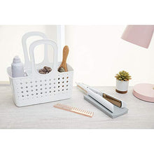 Load image into Gallery viewer, iDesign Orbz Plastic Bathroom Shower Tote, Small Divided College Dorm Caddy for Shampoo, Conditioner, Soap, Cosmetics, Beauty Products, 11.75" x 6" x 12", White