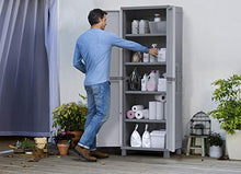 Load image into Gallery viewer, Keter Storage Cabinet with Doors and Shelves for Tool and Home Organization, White & Grey