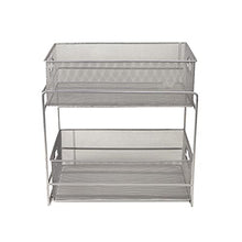 Load image into Gallery viewer, Mind Reader 2 Tier Metal Mesh Storage Baskets Organizer, Home, Office, Kitchen, Bathroom, Silver