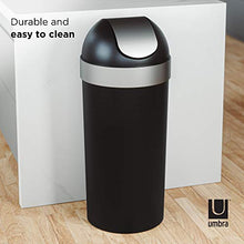 Load image into Gallery viewer, Umbra Venti 16.5-Gallon Swing Top Kitchen Trash Can – Large, 35-inch Tall Garbage Can for Indoor, Outdoor or Commercial Use, Black/Nickel