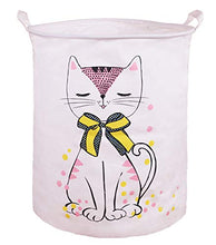 Load image into Gallery viewer, PFONB 19.7" Large Collapsible Laundry Basket,Waterproof Sturdy Canvas Round Clothes Hamper Home Organizer, Gift Basket.(Miss Kitty)