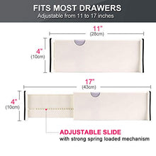 Load image into Gallery viewer, Drawer Dividers Organizer 4 Pack, Adjustable Separators 4" High Expandable from 11-17" for Bedroom, Bathroom, Closet,Clothing, Office, Kitchen Storage, Strong Secure Hold, Foam Ends, Locks in Place