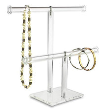 Load image into Gallery viewer, Mooca Clear Acrylic Round Bracelet Display Holder 2 Tier T-bar Jewelry Display Bracelet Display Holder Stand Acrylic Bracelet Display Organizer Jewelry Holder (2-Bar)
