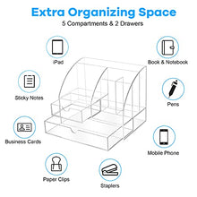 Load image into Gallery viewer, Premium Acrylic Desk-Organizer with 2 Drawers, All in One Desktop Storage-Organizer for Desk Accessories (Clear Acrylic)