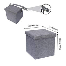 Load image into Gallery viewer, B FSOBEIIALEO Storage Ottoman Cube, Linen Small Coffee Table, Foot Rest Stool Seat, Folding Toys Chest Collapsible for Kids Grey 11.8"x11.8"x11.8"