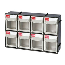 Load image into Gallery viewer, SHUTER Plastic Tilt Out Storage Bins for Parts, Tools, Arts, Crafts and Sewing Supplies Organization, 8 Tip Out Bins as Garage Storage cabinets, Black, FO-308-BK
