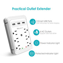 Load image into Gallery viewer, Socket Outlet Shelf, VICOUP 9 Port Multi Plug Wall Outlet Surge Protector 1080J with 3 USB Ports (3.4A Total), and Super Convenient Shelf for Cell Phone Placement - VI168
