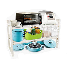 Load image into Gallery viewer, OBOR Expandable Under Sink Organizer - 2 Tier Multifunctional Storage Rack with Removable Shelves and Steel Pipes for Kitchen, Bathroom and Garden