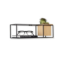 Load image into Gallery viewer, Umbra Cubist Floating Shelf with Built-In Succulent Planter – Modern Wall Décor and Geometric Display Shelf for Books, Candles, Mementos, Photos, Indoor Plants and More! | Small, Black
