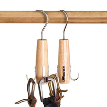 Load image into Gallery viewer, HangerSpace Natural Wooden Belt Hanger 2 Pack, Smooth Finish Solid Wood Belt Racks with 360° Swivel Hook, Space Saving Closet Organizer Holder for Scarves, Belts, Ties
