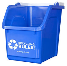 Load image into Gallery viewer, 4 Pack of Bins - Blue Stackable Recycling Bin Container with Handle 6 Gallon