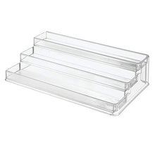 Load image into Gallery viewer, mDesign Large Plastic Adjustable, Expandable Kitchen Cabinet, Pantry, Step Shelf Organizer/Spice Rack with 3 Tiered Levels of Storage for Spice Bottles, Jars, Seasonings, Baking Supplies - Clear