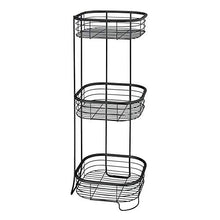 Load image into Gallery viewer, mDesign Square Metal Bathroom Shelf Unit - Free Standing Vertical Storage for Organizing and Storing Hand Towels, Body Lotion, Facial Tissues, Bath Salts - 3 Shelves, Steel Wire - Matte Black