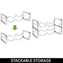 Load image into Gallery viewer, mDesign Metal Steel Free-Standing 6 Bottle Modular Wine Rack Storage Organizer for Kitchen Countertop, Table Top, Pantry, Fridge - Holder for Wine, Beer, Pop/Soda, Water, Stackable - Chrome