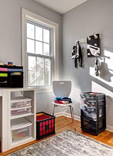 Load image into Gallery viewer, HOMZ Plastic 4 Drawer Medium Cart, Black Frame with Smoke Tint Drawers, Casters Included, Set of 1