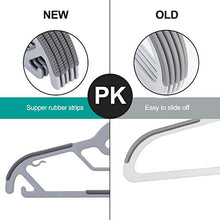 Load image into Gallery viewer, TIMMY Plastic Hangers, 50 Pack Ultra Thin Non Slip Clothes Hanger Space Saving Coat Hangers, 360°Rotating Rose Gold Hook Hanger Heavy Duty Pant Hangers (Grey)