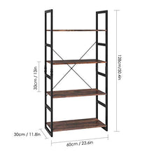 Load image into Gallery viewer, Homfa Bookshelf Rack 4 Tier Vintage Bookcase Shelf Storage Organizer Modern Wood Look Accent Metal Frame Furniture Home Office