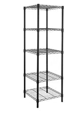Load image into Gallery viewer, HollyHOME 5 Shelves Adjustable Steel Wire Shelving Rack in Small Space or Room Corner, Metal Heavy Duty Storage Shelf, Utility Rack, Bathroom Storage Tower Kitchen Shelving, Thicken Tube, Black