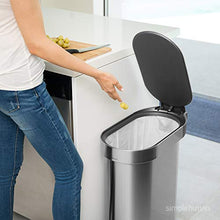 Load image into Gallery viewer, simplehuman 45 Liter / 12 Gallon Slim Hands-Free Kitchen Step Trash Can with Liner Rim, Brushed Stainless Steel