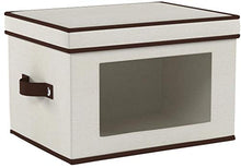 Load image into Gallery viewer, Household Essentials Natural 544 Stemware Storage Box with Lid and Handles | Champagne Glasses Canvas with Brown Trim