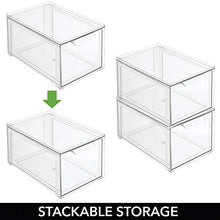 Load image into Gallery viewer, mDesign Plastic Stackable Closet Storage Box with Pull-Out Drawer - Container for Organizing Men's and Women's Shoes, Sandals, Wedges, Flats, Heels, and Accessories - 4 Pack - Clear
