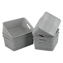 Load image into Gallery viewer, Kiddream Set of 6 Plastic Weave Storage Basket Pantry Organizing Bin (grey)