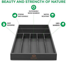 Load image into Gallery viewer, Bamboo Kitchen Drawer Organizer - Silverware Organizer/Utensil Holder and Cutlery Tray (Black)