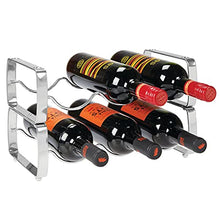 Load image into Gallery viewer, mDesign Metal Steel Free-Standing 6 Bottle Modular Wine Rack Storage Organizer for Kitchen Countertop, Table Top, Pantry, Fridge - Holder for Wine, Beer, Pop/Soda, Water, Stackable - Chrome