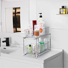 Load image into Gallery viewer, Simple Trending Stackable 2-Tier Under Sink Cabinet Organizer with Sliding Storage Drawer, Chrome