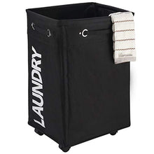 Load image into Gallery viewer, CAROEAS 23" Pro+ WHEELED Laundry Hamper Black&White Breathable Cover Heavy Duty Laundry Sorter Dirty Clothes Organizer Waterproof Foldable Laundry Basket Extra Large Laundry Bag (Pro Plus 23",Black)