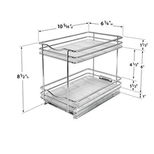 Load image into Gallery viewer, Lynk Professional Slide Out Double Spice Rack Upper Cabinet Organizer, 6-1/4", Chrome