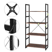 Load image into Gallery viewer, Homfa Bookshelf Rack 4 Tier Vintage Bookcase Shelf Storage Organizer Modern Wood Look Accent Metal Frame Furniture Home Office