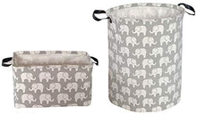 Load image into Gallery viewer, KUNRO Large Sized Storage Basket Waterproof Coating Organizer Bin Laundry Hamper for Nursery Clothes Toys (Elephant)
