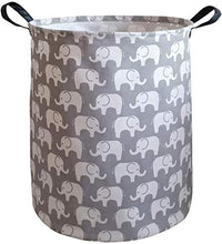 Load image into Gallery viewer, KUNRO Large Sized Storage Basket Waterproof Coating Organizer Bin Laundry Hamper for Nursery Clothes Toys (Elephant)