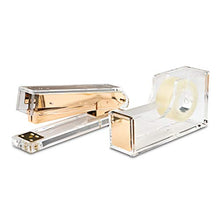 Load image into Gallery viewer, Set of Stapler and Tape Dispenser Desk Swag Brand : Desk Swag Acrylic Gold Stapler and Tape Dispenser Set Modern High End Luxury Desk Accessories Set Tape and Stapler