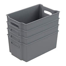 Load image into Gallery viewer, Farmoon Grey Storage Bin with Handle, Stackable Plastic Baskets/Bins Organizer, 4 Packs