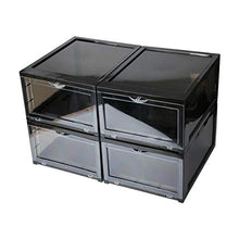 Load image into Gallery viewer, SneakNeat Sneaker Storage Container - 10-Piece Black Shoe Box Set with Drop Front - Store Up to Mens USA Size 13 Size - Stackable Organizer Stores, Protects, Displays Sneakers Collection