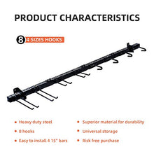 Load image into Gallery viewer, Malson 60 inches Heavy Duty Tool Storage Rack Garage,Metal Black Adjustable Bike Rack Wall Mounted, Folded Garage Tool Rack,holders,organizer with 8 Hooks for Garden Tool Garage And Home