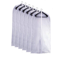 Load image into Gallery viewer, UOUEHRA Hanging Moth Proof Garment Bag Cover 24''X40'' Lightweight Clear White PEVA Breathable Bags (Pack of 6) with Study Full Zipper for Suit Clothes Storage Closet