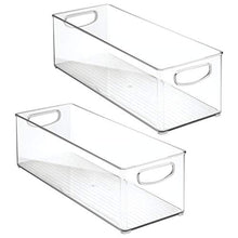 Load image into Gallery viewer, mDesign Plastic Kitchen Pantry, Cabinet, Refrigerator, Freezer Food Storage Organizing Bin Basket with Handles - Organizer for Fruit, Vegetables, Yogurt, Snacks, Pasta - 5.75" Wide, 2 Pack - Clear