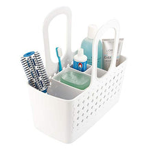 Load image into Gallery viewer, iDesign Orbz Plastic Bathroom Shower Tote, Small Divided College Dorm Caddy for Shampoo, Conditioner, Soap, Cosmetics, Beauty Products, 11.75" x 6" x 12", White