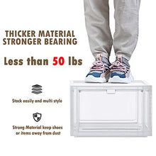 Load image into Gallery viewer, Stackable Sneaker Storage Box with 4-Side Door, Clear Plastic Shoe Storage Box Sneaker Display Case Fits for Men's 11/Women's 12 (3 Pack)